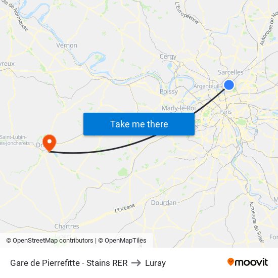 Gare de Pierrefitte - Stains RER to Luray map