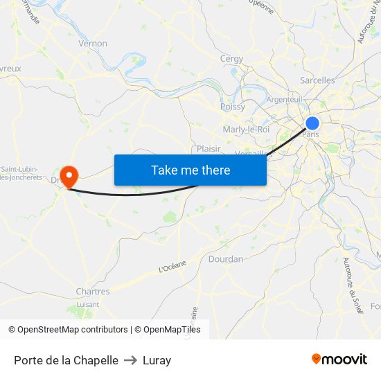 Porte de la Chapelle to Luray map