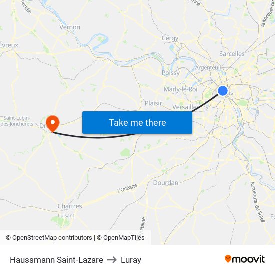 Haussmann Saint-Lazare to Luray map