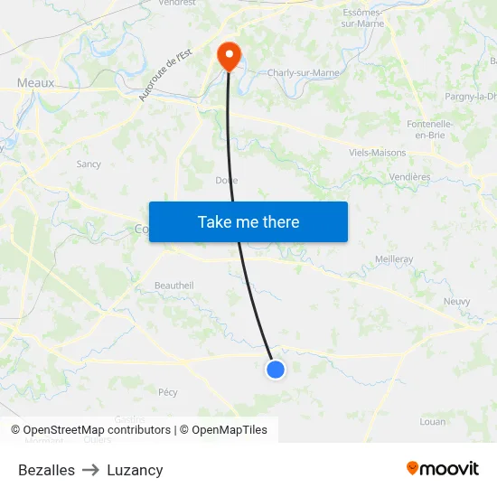 Bezalles to Luzancy map