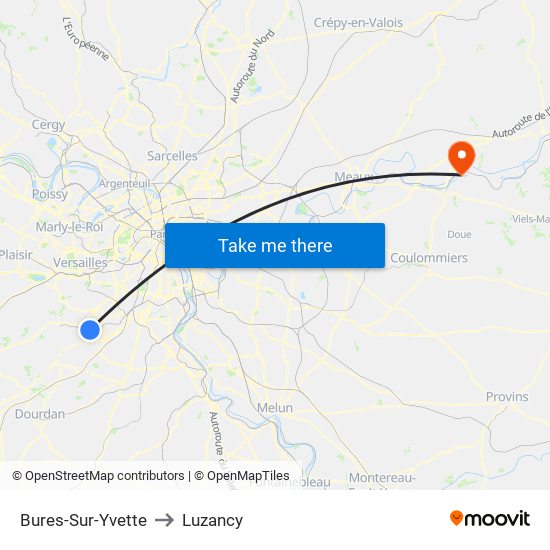 Bures-Sur-Yvette to Luzancy map