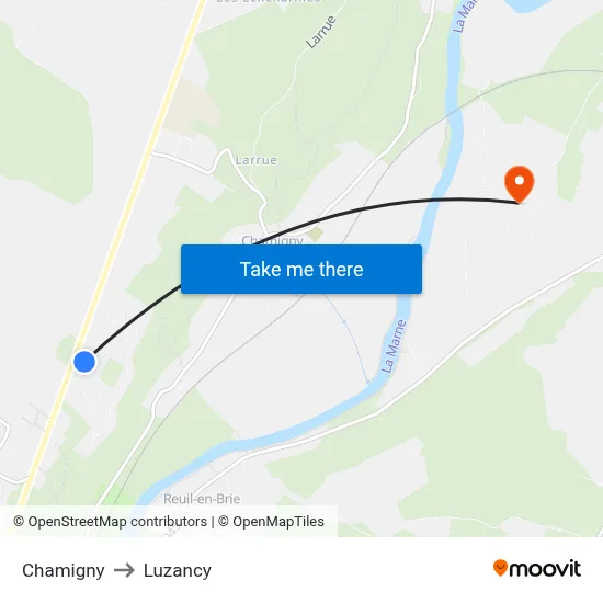 Chamigny to Luzancy map