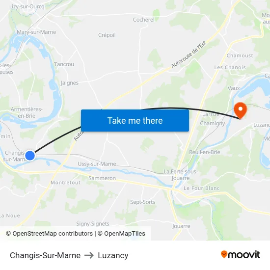 Changis-Sur-Marne to Luzancy map