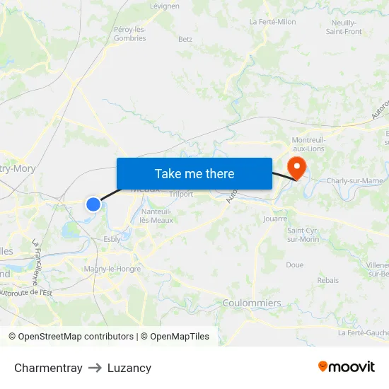 Charmentray to Luzancy map