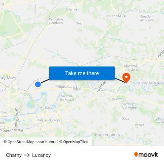 Charny to Luzancy map