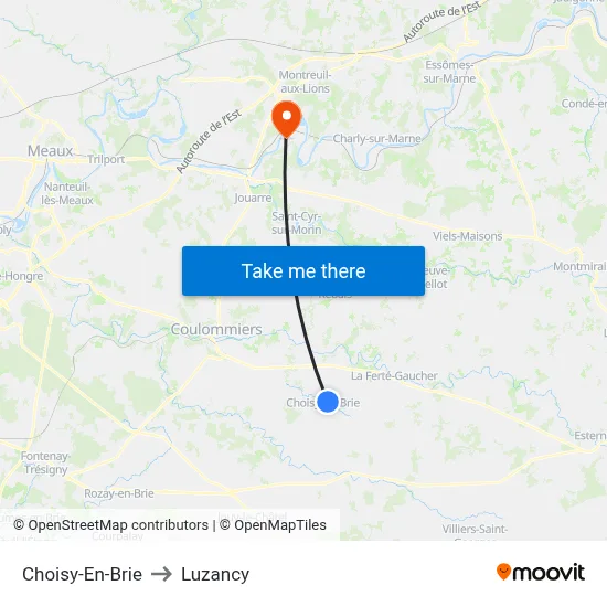 Choisy-En-Brie to Luzancy map