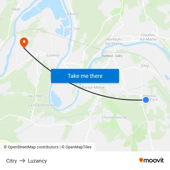 Citry to Luzancy map