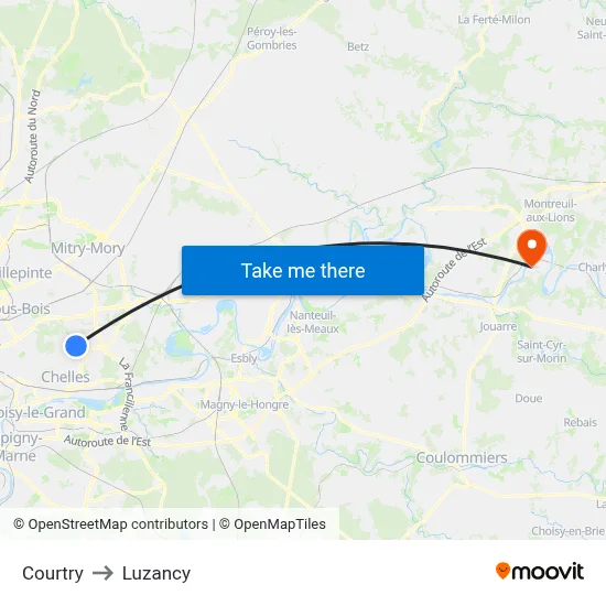 Courtry to Luzancy map