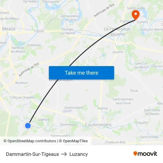 Dammartin-Sur-Tigeaux to Luzancy map