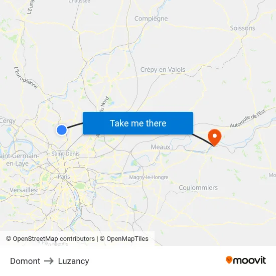 Domont to Luzancy map