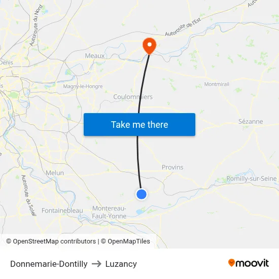Donnemarie-Dontilly to Luzancy map