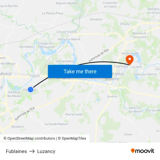 Fublaines to Luzancy map