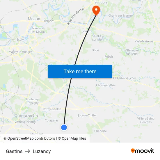 Gastins to Luzancy map