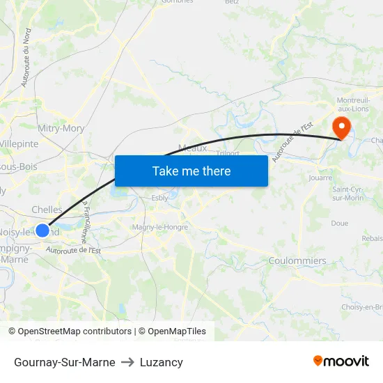 Gournay-Sur-Marne to Luzancy map