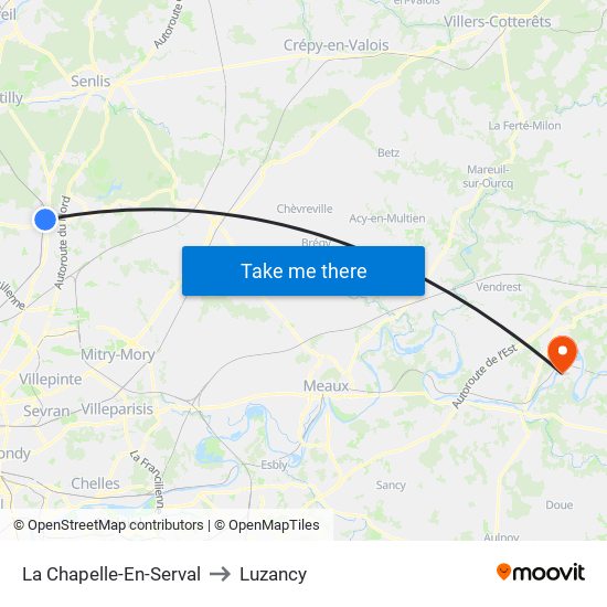 La Chapelle-En-Serval to Luzancy map