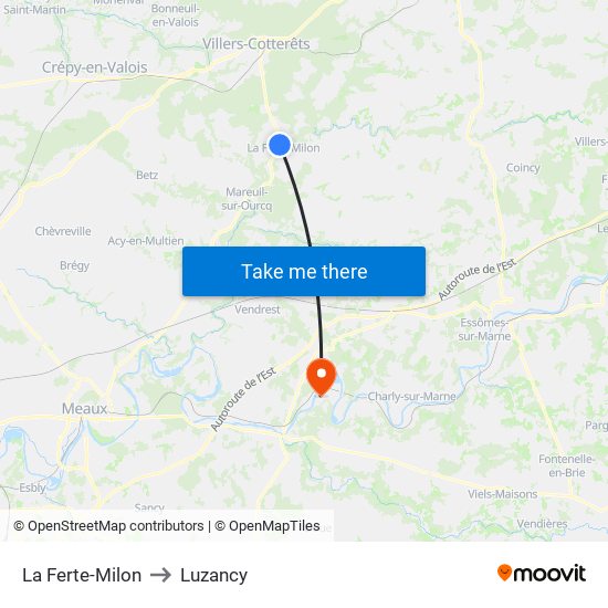 La Ferte-Milon to Luzancy map