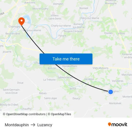 Montdauphin to Luzancy map