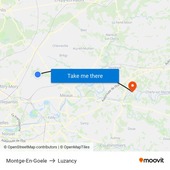 Montge-En-Goele to Luzancy map