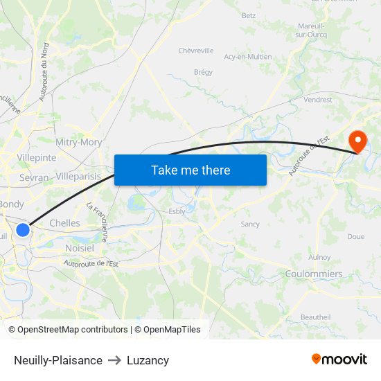 Neuilly-Plaisance to Luzancy map