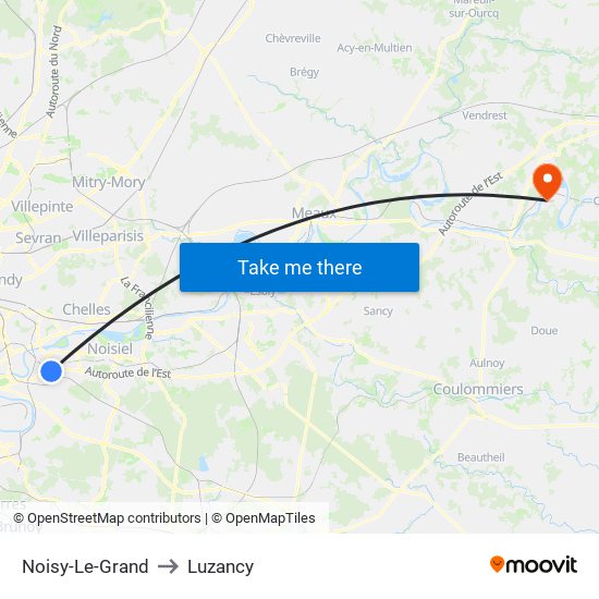 Noisy-Le-Grand to Luzancy map