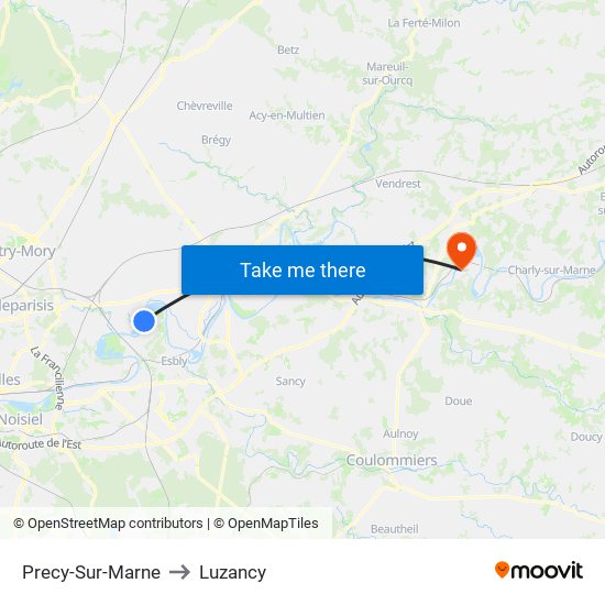Precy-Sur-Marne to Luzancy map