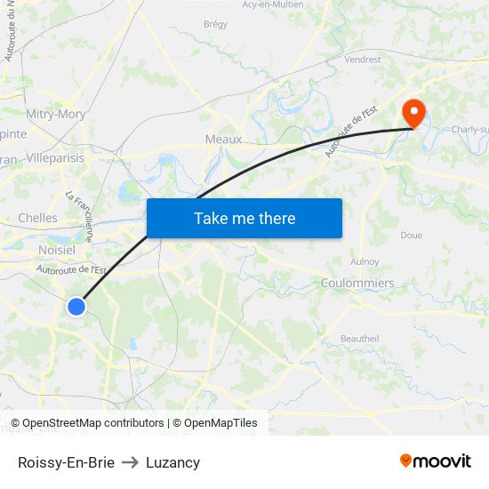 Roissy-En-Brie to Luzancy map