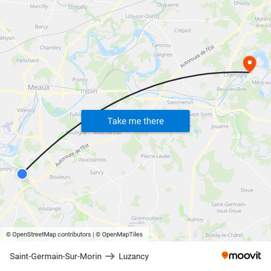 Saint-Germain-Sur-Morin to Luzancy map