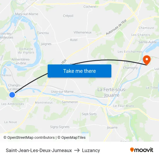 Saint-Jean-Les-Deux-Jumeaux to Luzancy map