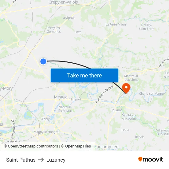 Saint-Pathus to Luzancy map