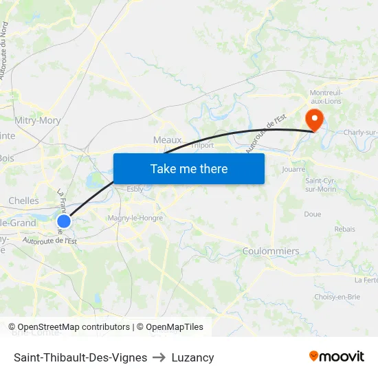 Saint-Thibault-Des-Vignes to Luzancy map