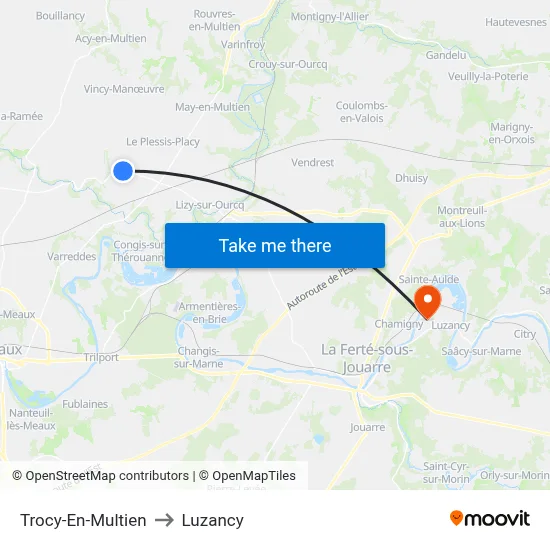 Trocy-En-Multien to Luzancy map
