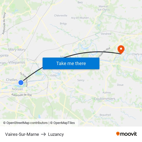 Vaires-Sur-Marne to Luzancy map