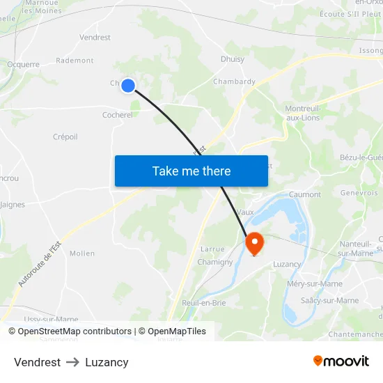Vendrest to Luzancy map