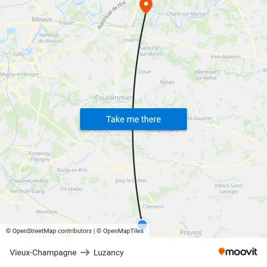 Vieux-Champagne to Luzancy map