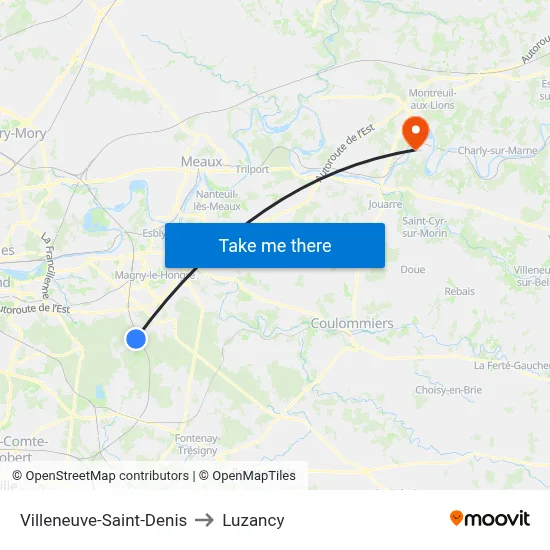 Villeneuve-Saint-Denis to Luzancy map