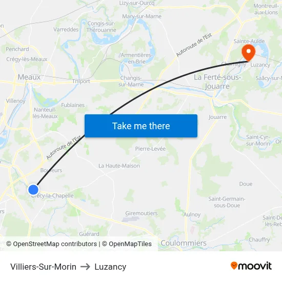 Villiers-Sur-Morin to Luzancy map