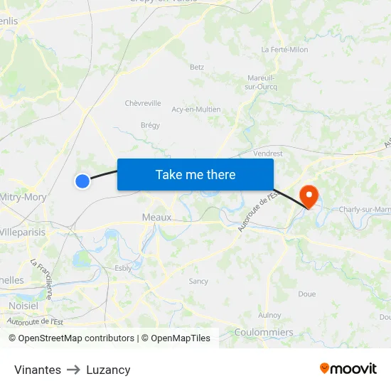 Vinantes to Luzancy map