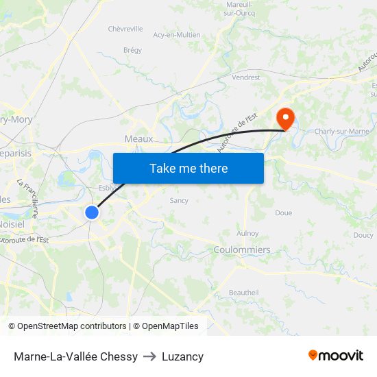 Marne-La-Vallée Chessy to Luzancy map