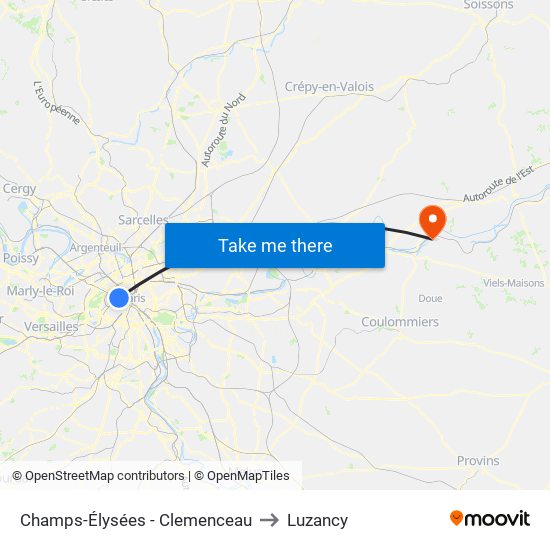 Champs-Élysées - Clemenceau to Luzancy map