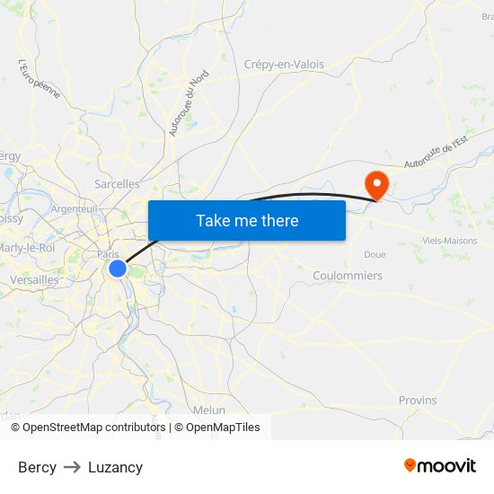 Bercy to Luzancy map