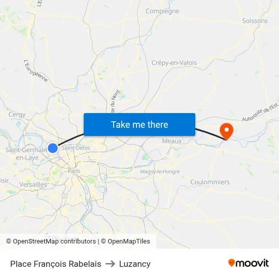 Place François Rabelais to Luzancy map