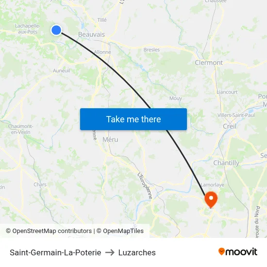 Saint-Germain-La-Poterie to Luzarches map