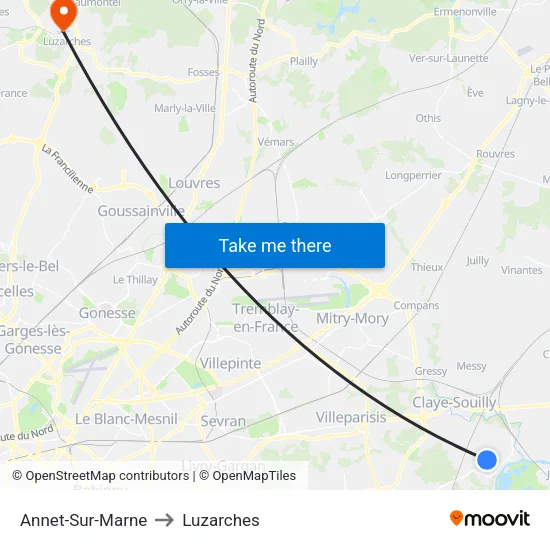 Annet-Sur-Marne to Luzarches map