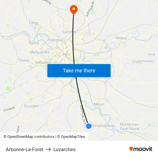 Arbonne-La-Foret to Luzarches map