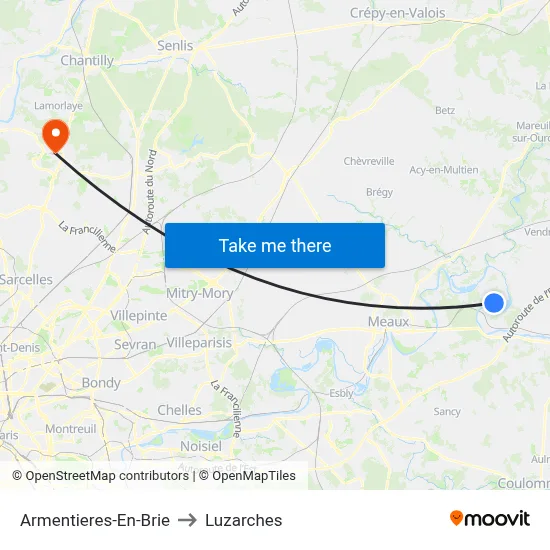 Armentieres-En-Brie to Luzarches map