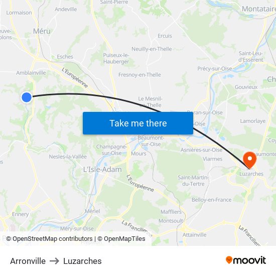 Arronville to Luzarches map