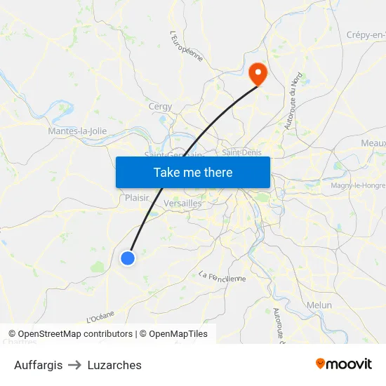 Auffargis to Luzarches map