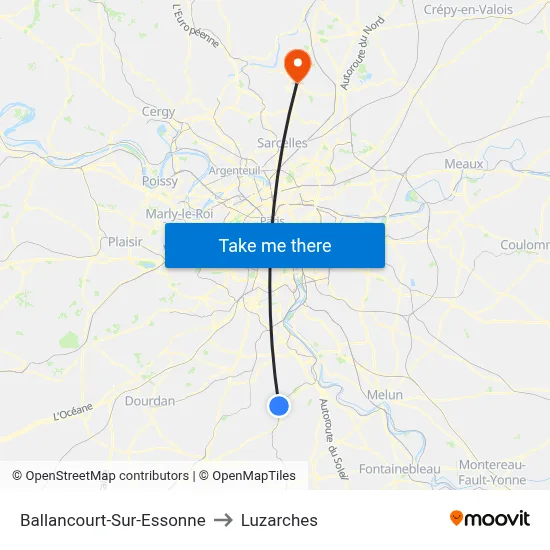 Ballancourt-Sur-Essonne to Luzarches map