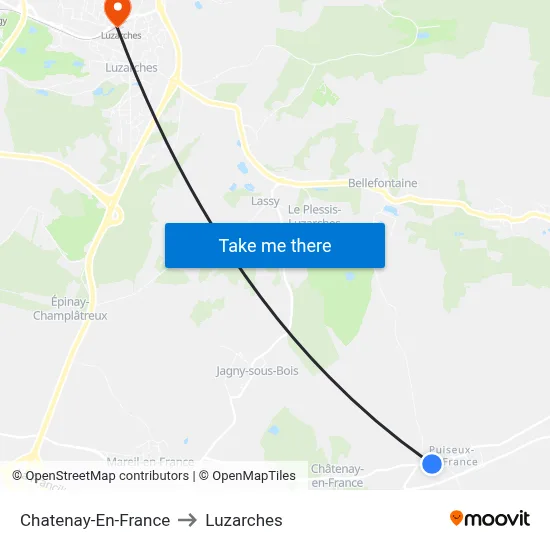 Chatenay-En-France to Luzarches map