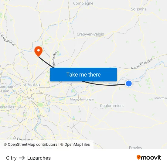 Citry to Luzarches map